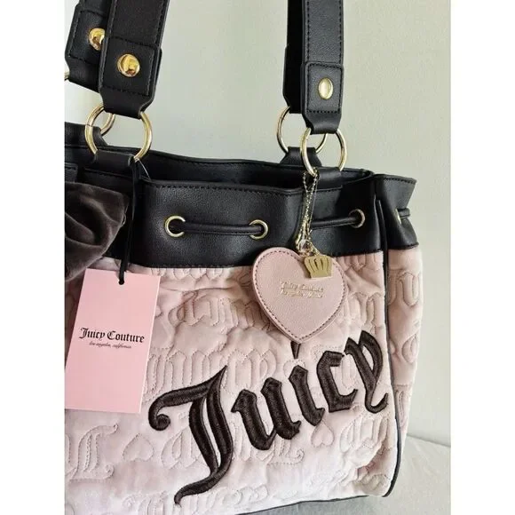 Juicy Couture Vintage Dreams Tote Bag Daydreamer Blush Pink Brown Shoulder NWT - Picture 3 of 10